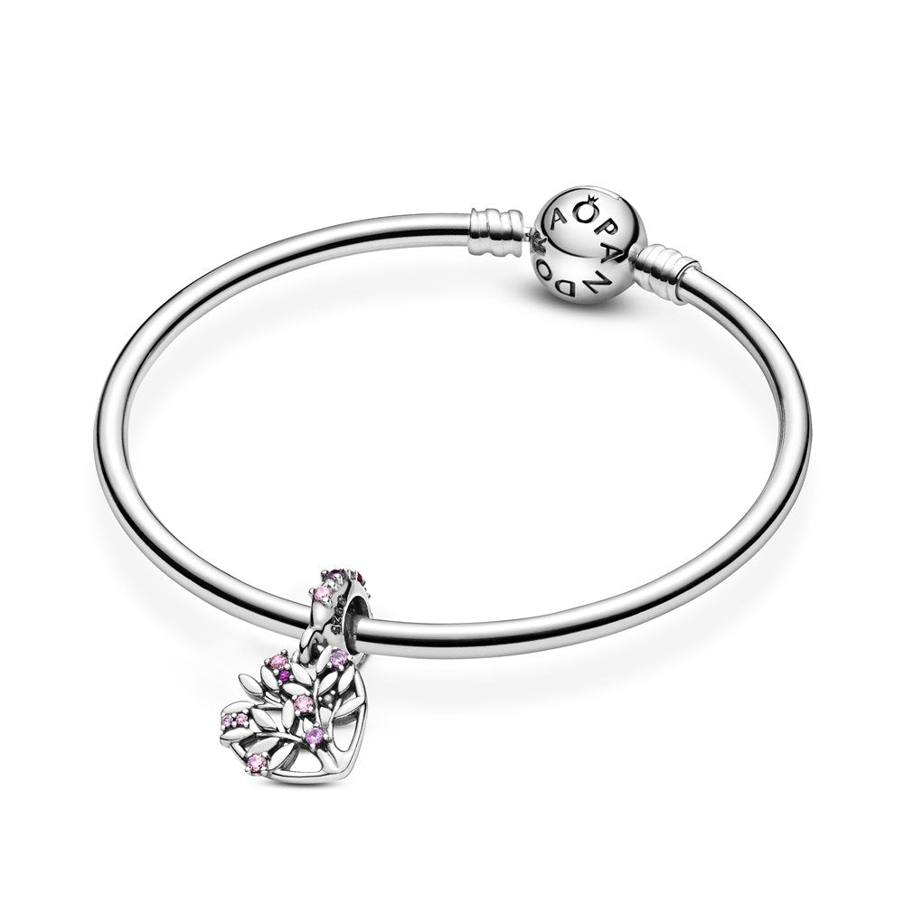 Pandora Family Tree Pink Heart Drop Charm
