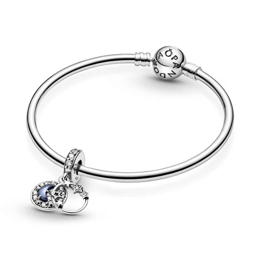 Pandora Blue Night Sky Crescent Moon & Stars Charm