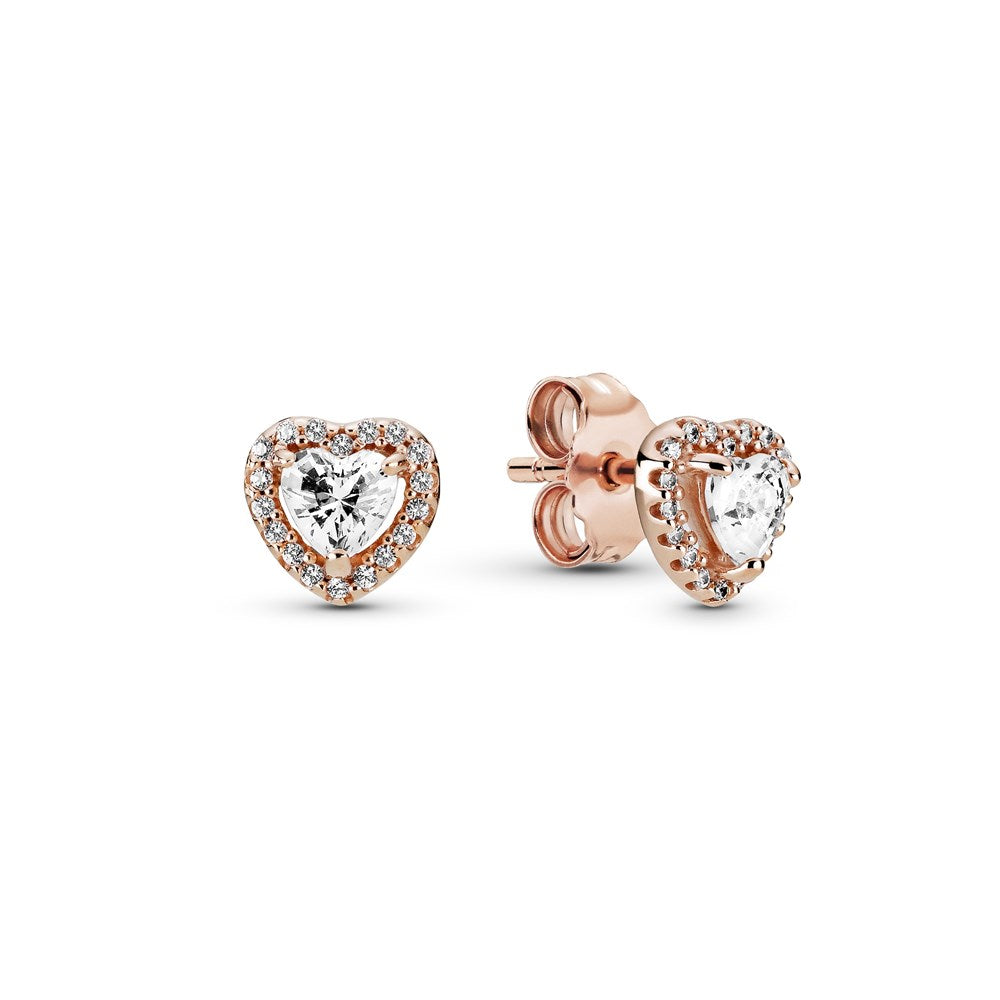 Pandora Rose Gold Sparkling Elevated Heart Earrings