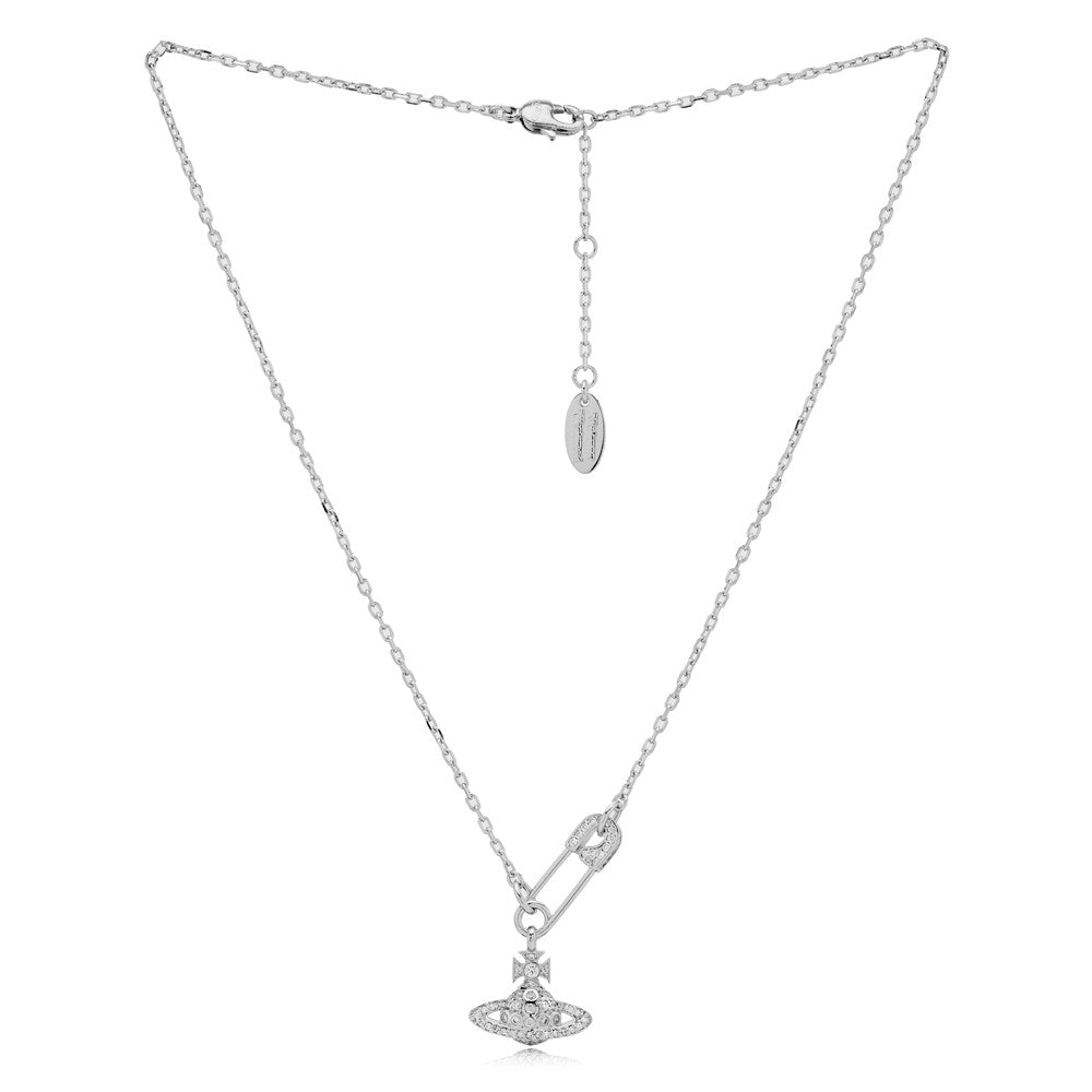 Vivienne Westwood Rhodium Lucrece Safety Pin Necklace