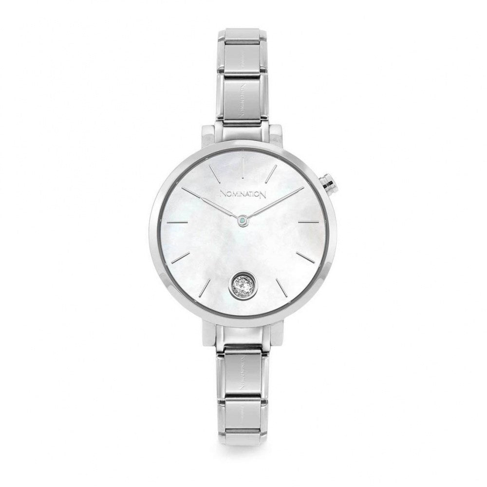 Nomination Silver Paris Mother Of Pearl Crystal Watch 