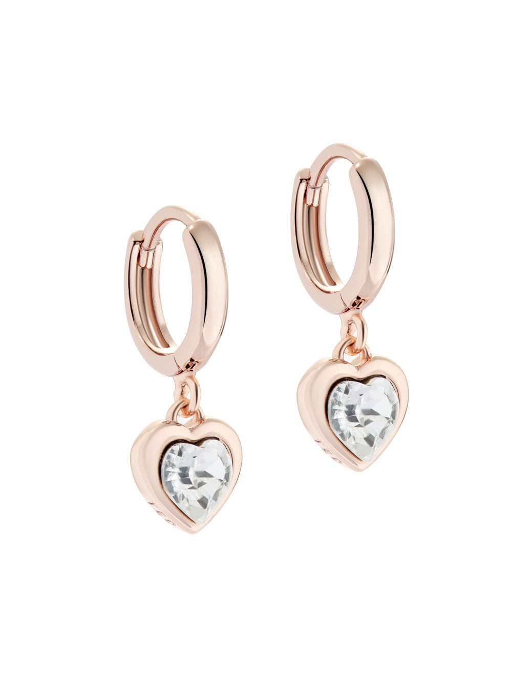 Ted Baker Rose Gold Crystal Heart Huggie Earrings