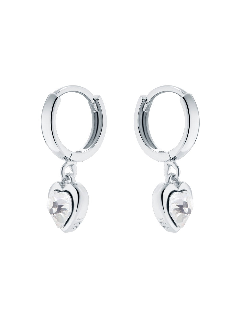 Ted Baker Silver Crystal Heart Huggie Earrings