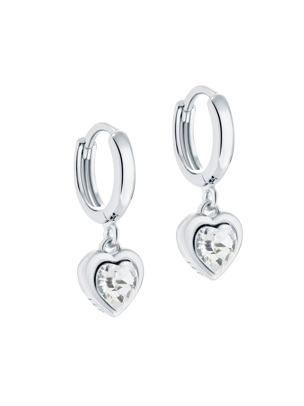 Ted Baker Silver Crystal Heart Huggie Earrings