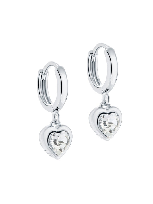 Ted Baker Silver Crystal Heart Huggie Earrings