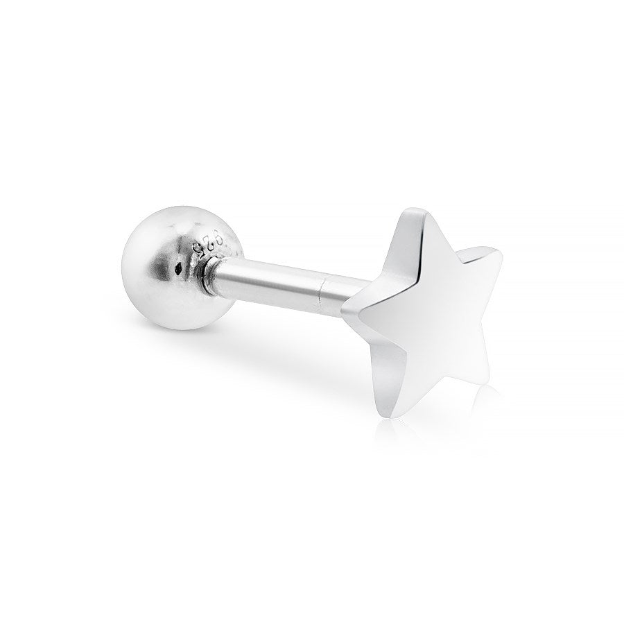 Argento Silver Star Single Barbell Earring