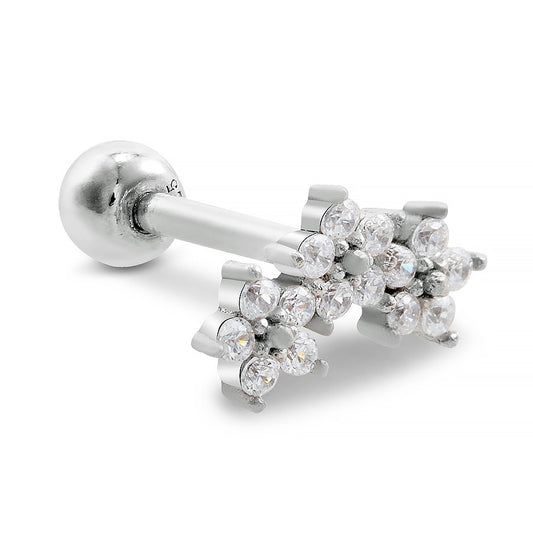 Argento Silver Triple Star Single Barbell Earring