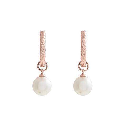 Olivia Burton Rose Gold Pearl Huggie Hoop Earrings