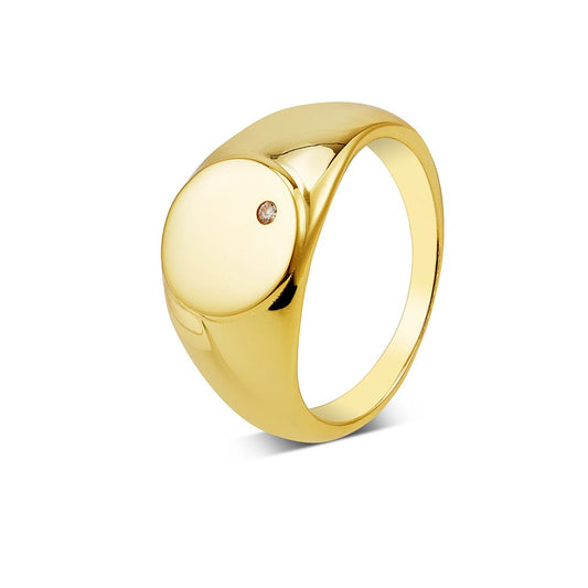 Argento Gold Engraving Signet Ring