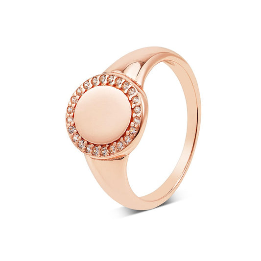 Argento Rose Gold Engraving Signet Ring