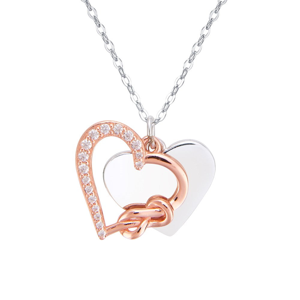 Argento Mixed Metal Heart Engraving Necklace