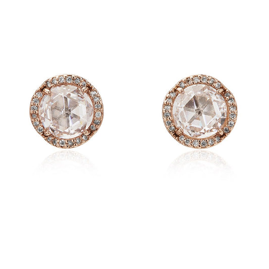 Kate Spade New York Rose Gold Clear Sparkle Round Earrings 