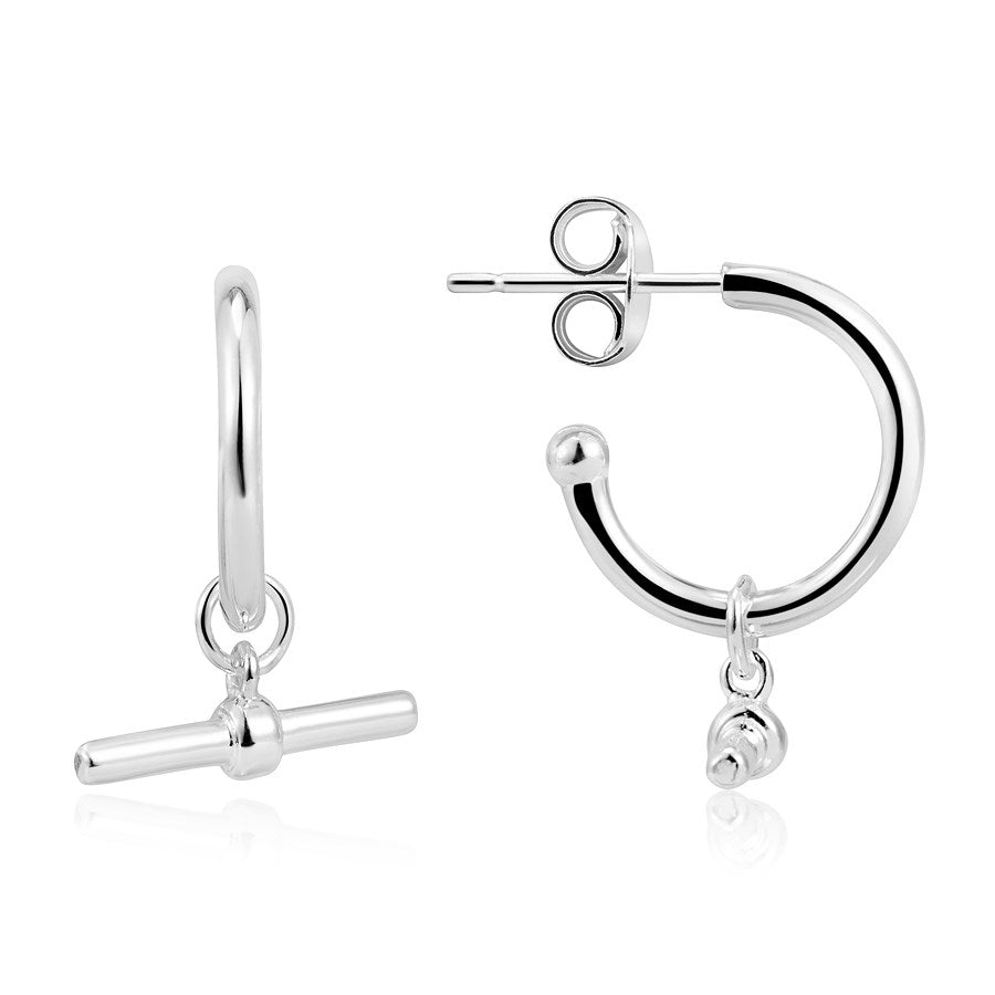 Argento Silver T-Bar Hoop Earrings
