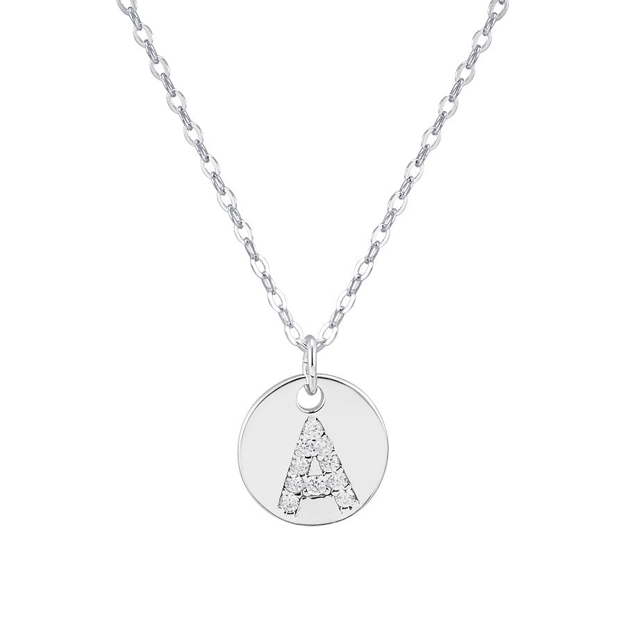 Argento Silver Initial Tag Necklace