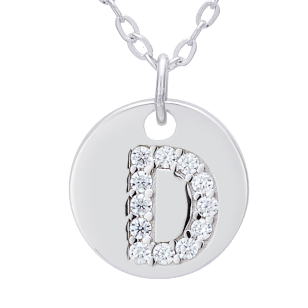 Argento Silver Initial Tag Necklace
