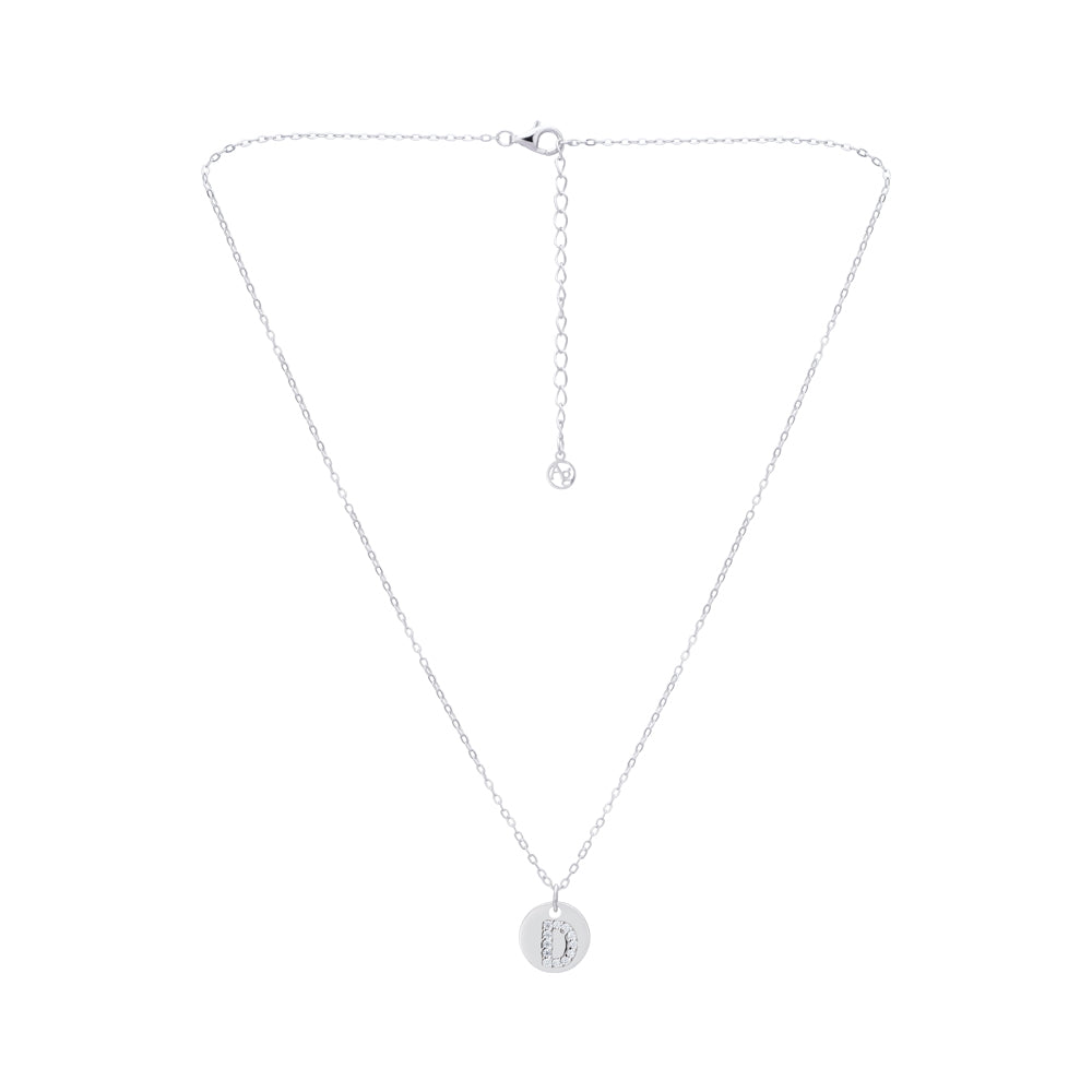 Argento Silver Initial Tag Necklace