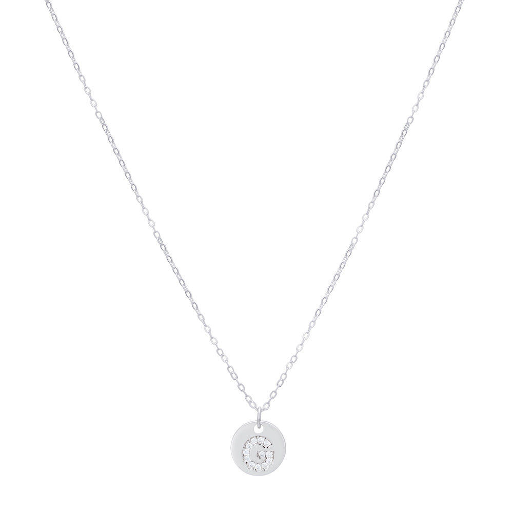 Argento Silver Initial Tag Necklace