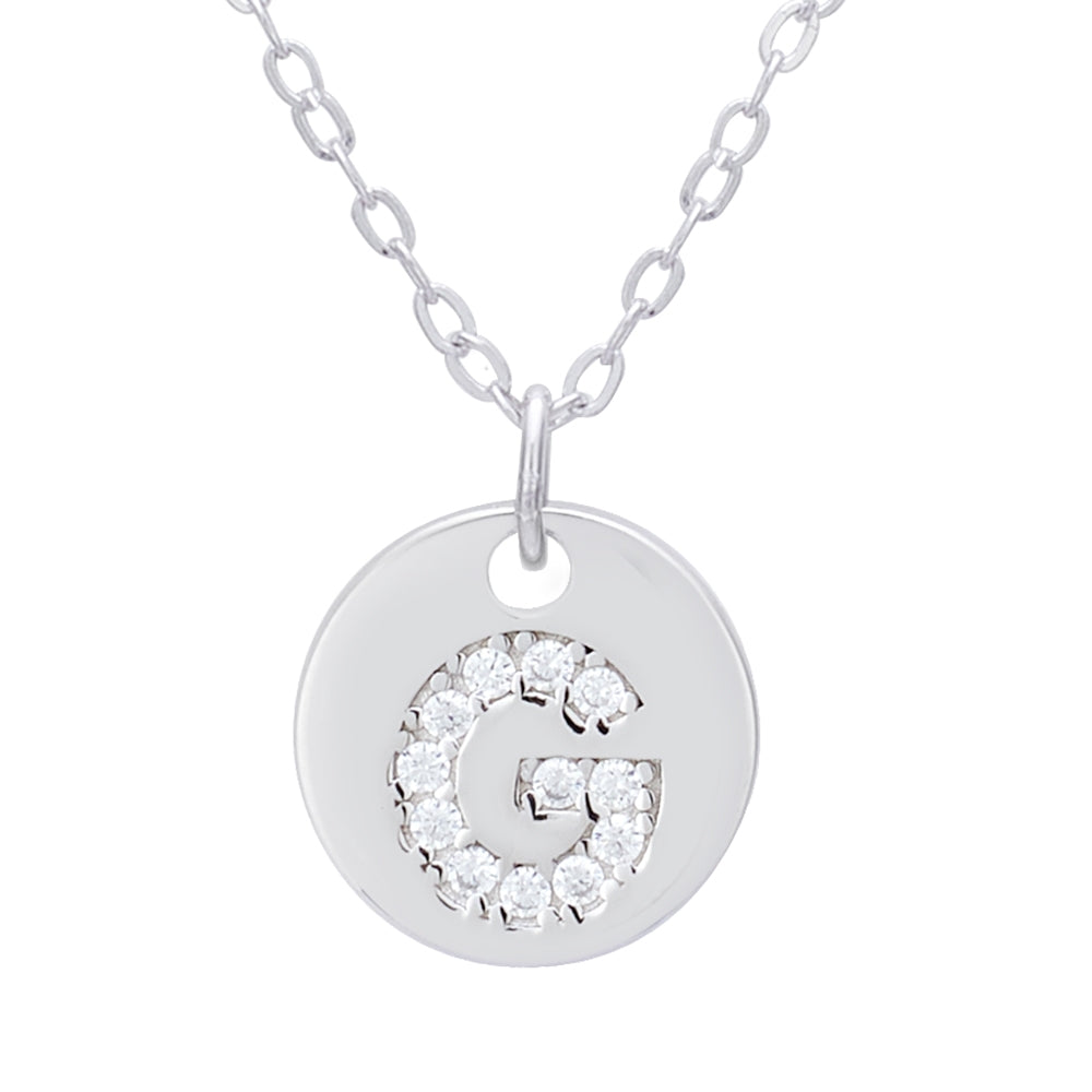 Argento Silver Initial Tag Necklace