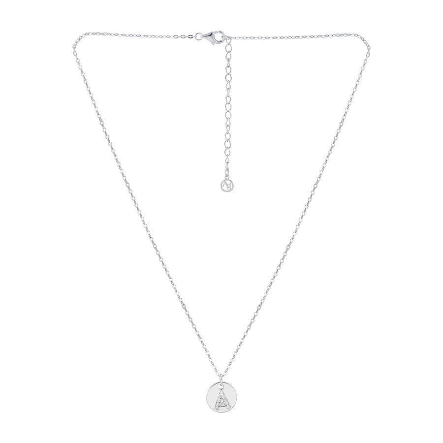 Argento Silver Initial Tag Necklace
