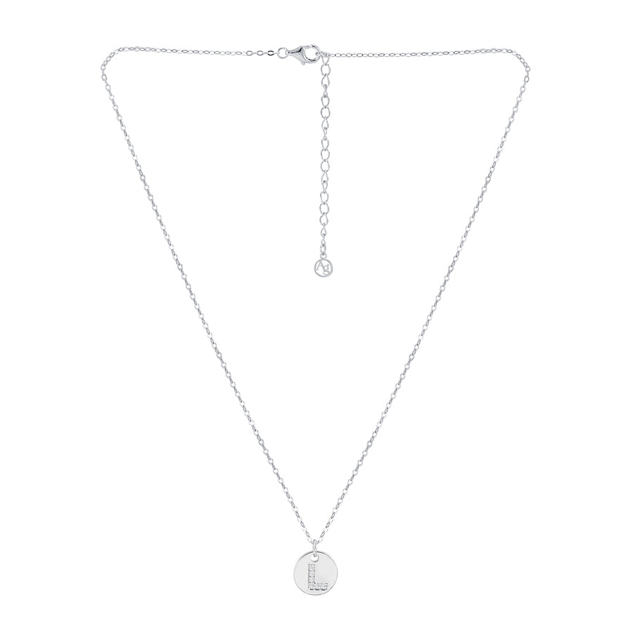 Argento Silver Initial Tag Necklace