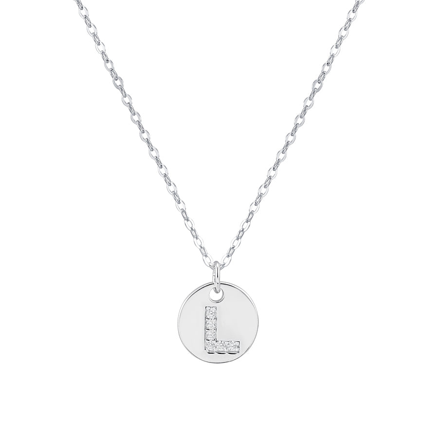 Argento Silver Initial Tag Necklace