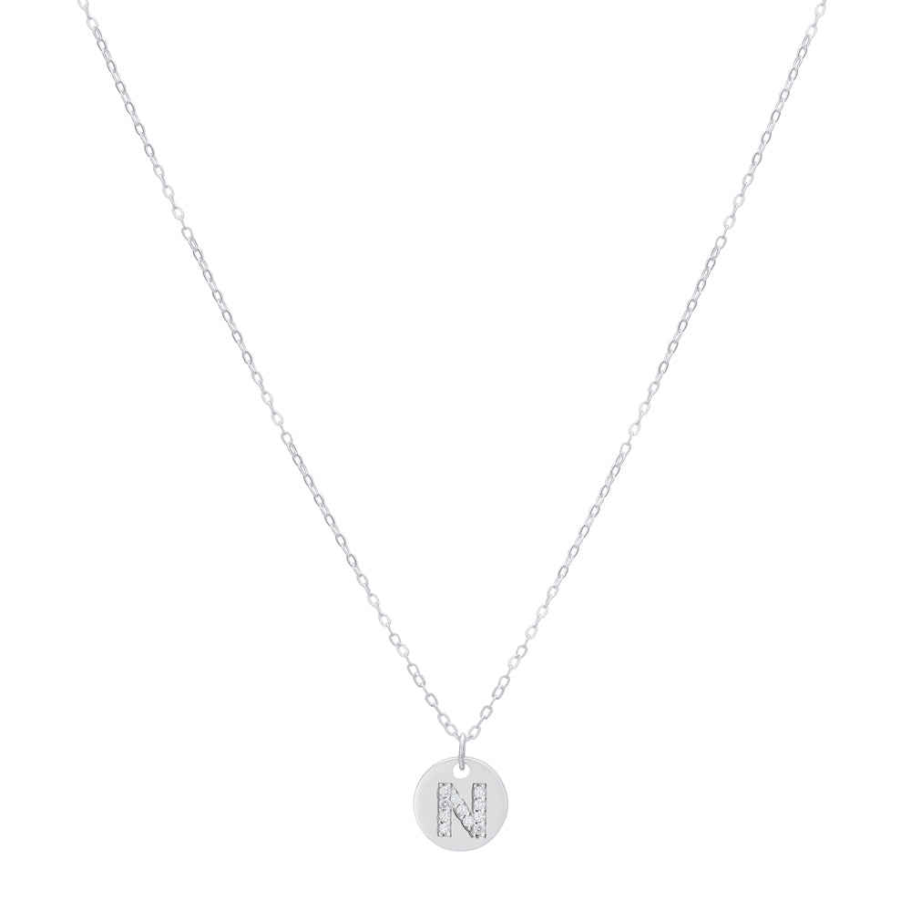 Argento Silver Initial Tag Necklace