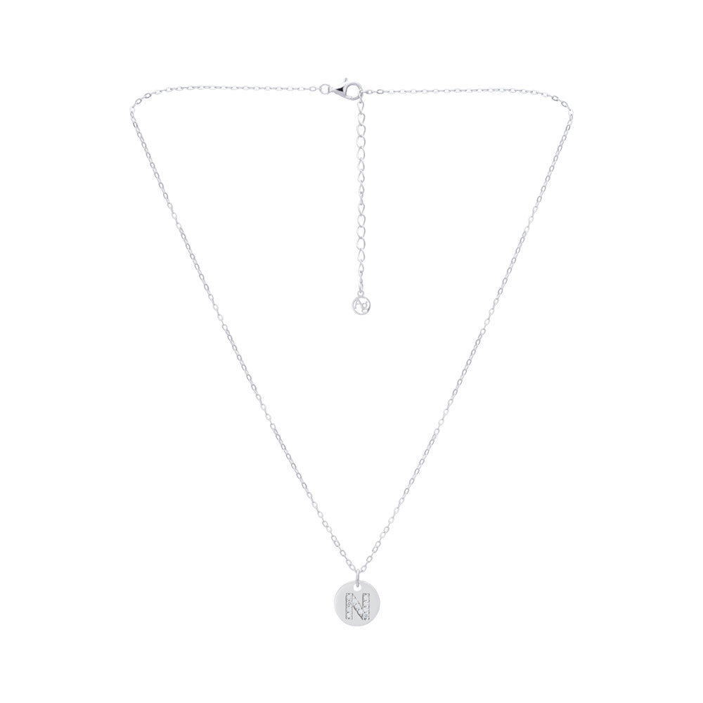 Argento Silver Initial Tag Necklace