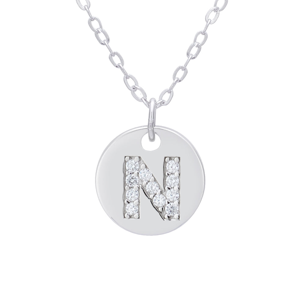 Argento Silver Initial Tag Necklace