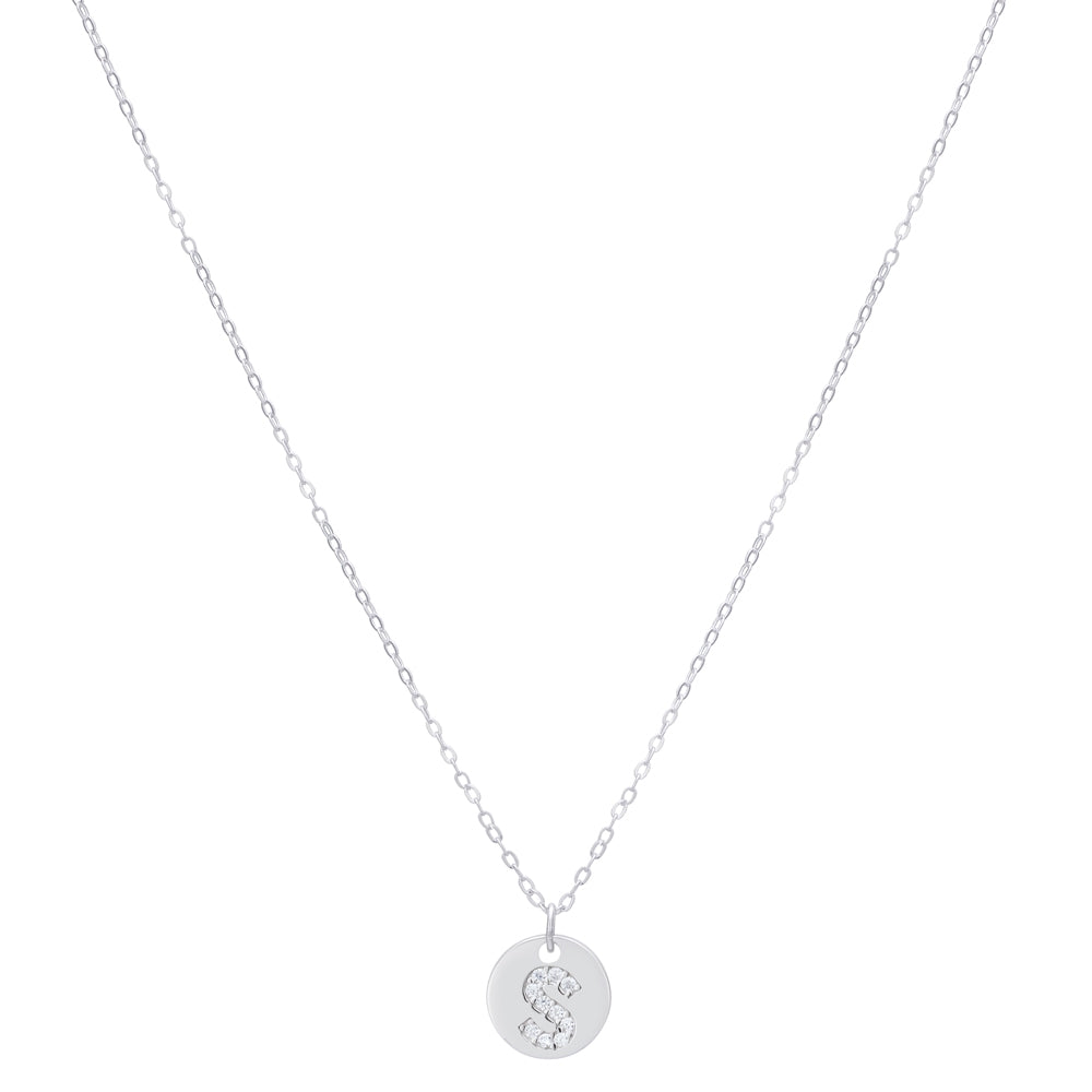 Argento Silver Initial Tag Necklace