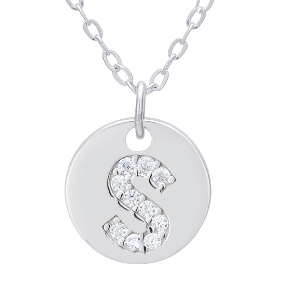 Argento Silver Initial Tag Necklace
