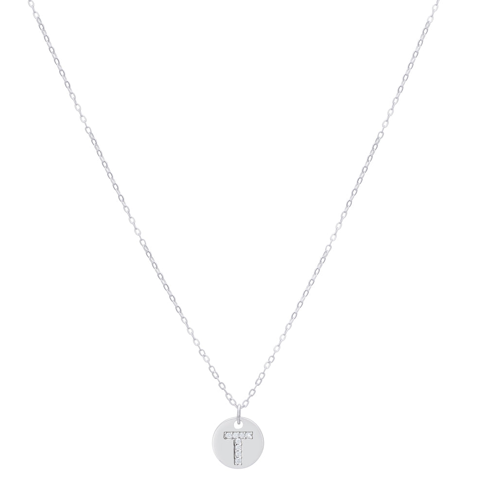 Argento Silver Initial Tag Necklace