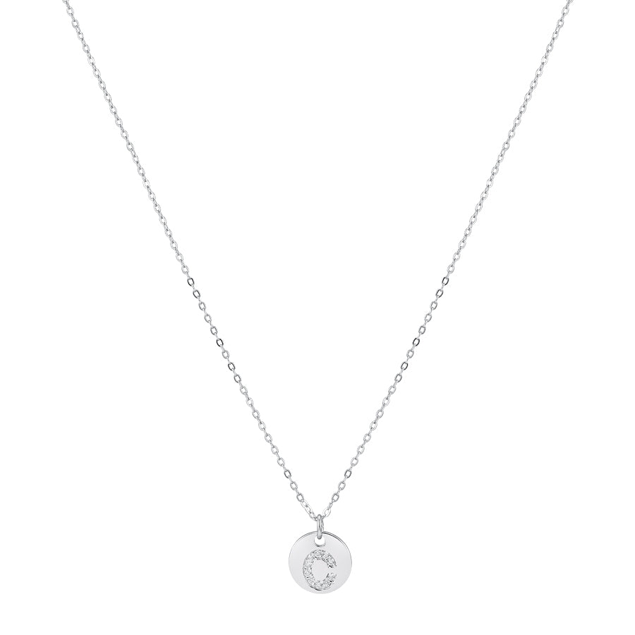 Argento Silver Initial Tag Necklace