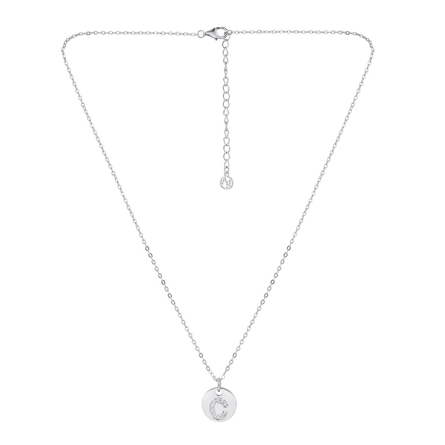 Argento Silver Initial Tag Necklace
