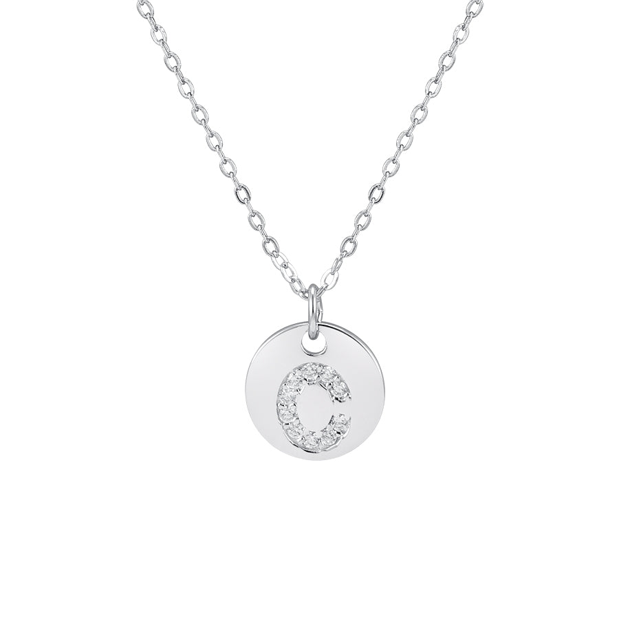 Argento Silver Initial Tag Necklace