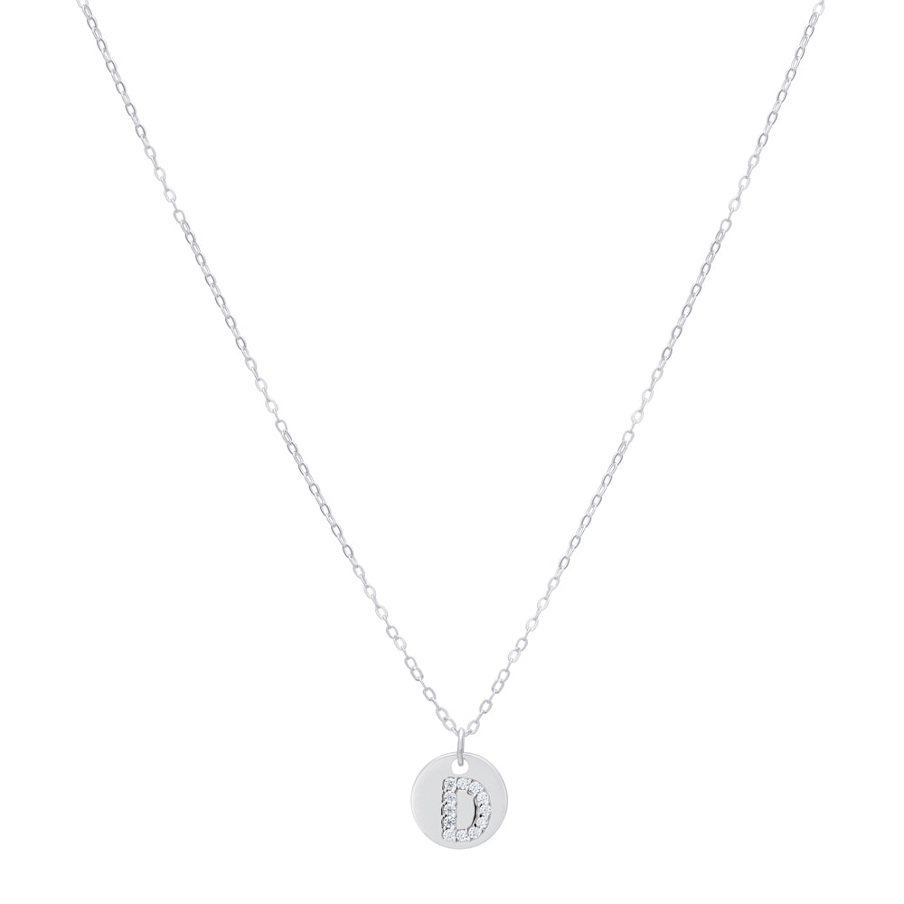 Argento Silver Initial Tag Necklace