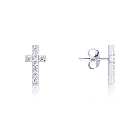 Argento Silver Crystal Cross Earrings