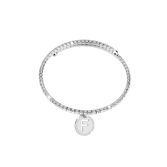 Rebecca Silver Crystal Letter F Bracelet