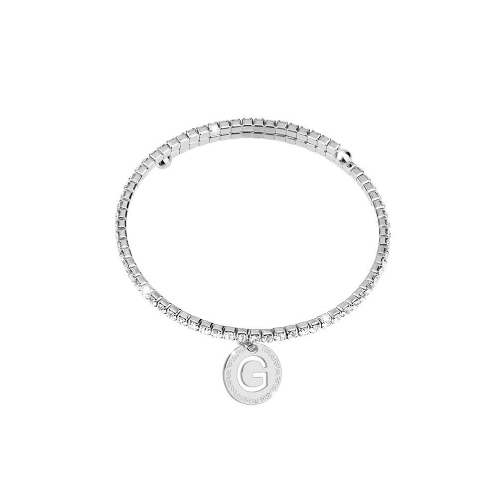 Rebecca Silver Crystal Letter G Bracelet
