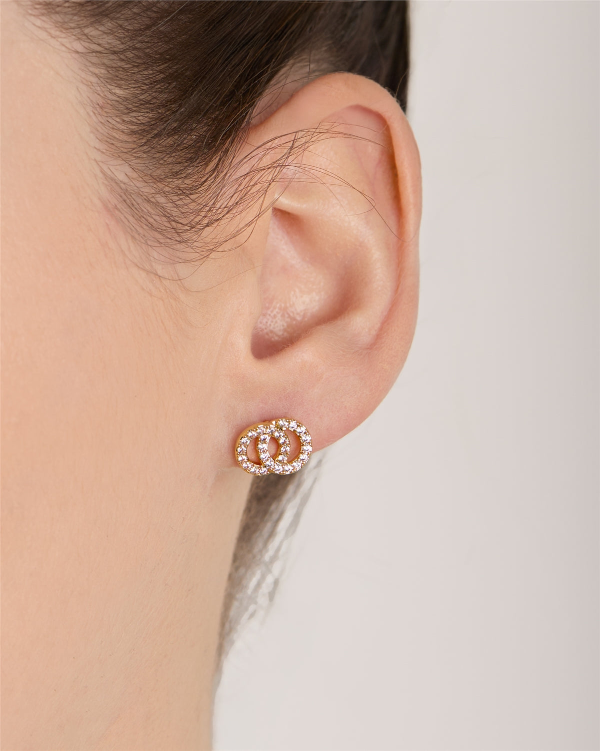 August Woods Gold CZ Double Link Stud Earrings