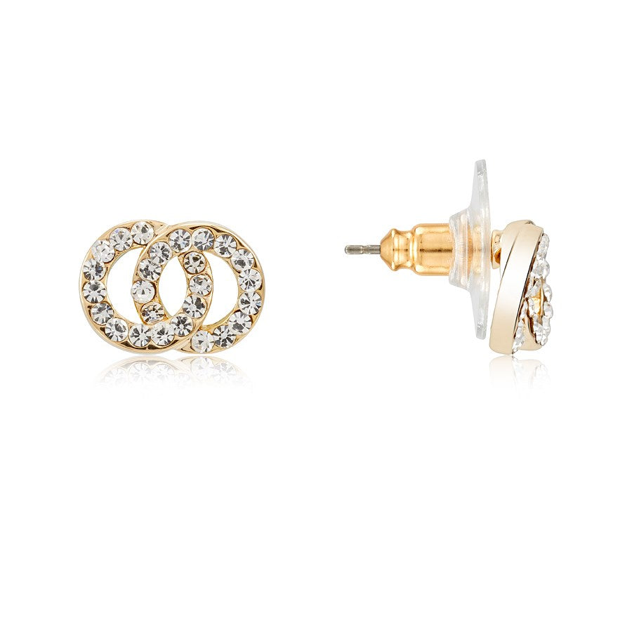 August Woods Gold CZ Double Link Stud Earrings