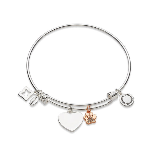 Karma Paw Print Heart Charm