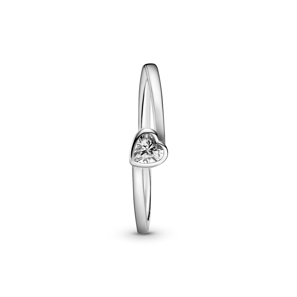 Pandora Clear Tilted Heart Solitaire Ring