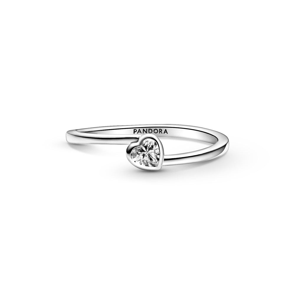 Pandora Clear Tilted Heart Solitaire Ring