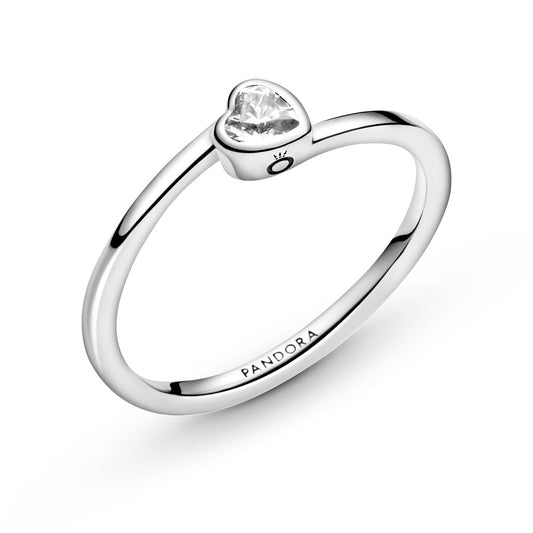 Pandora Clear Tilted Heart Solitaire Ring