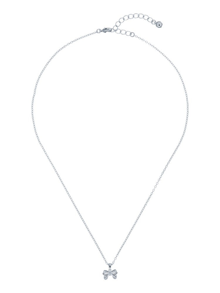 Ted Baker Silver Petite Bow Necklace 
