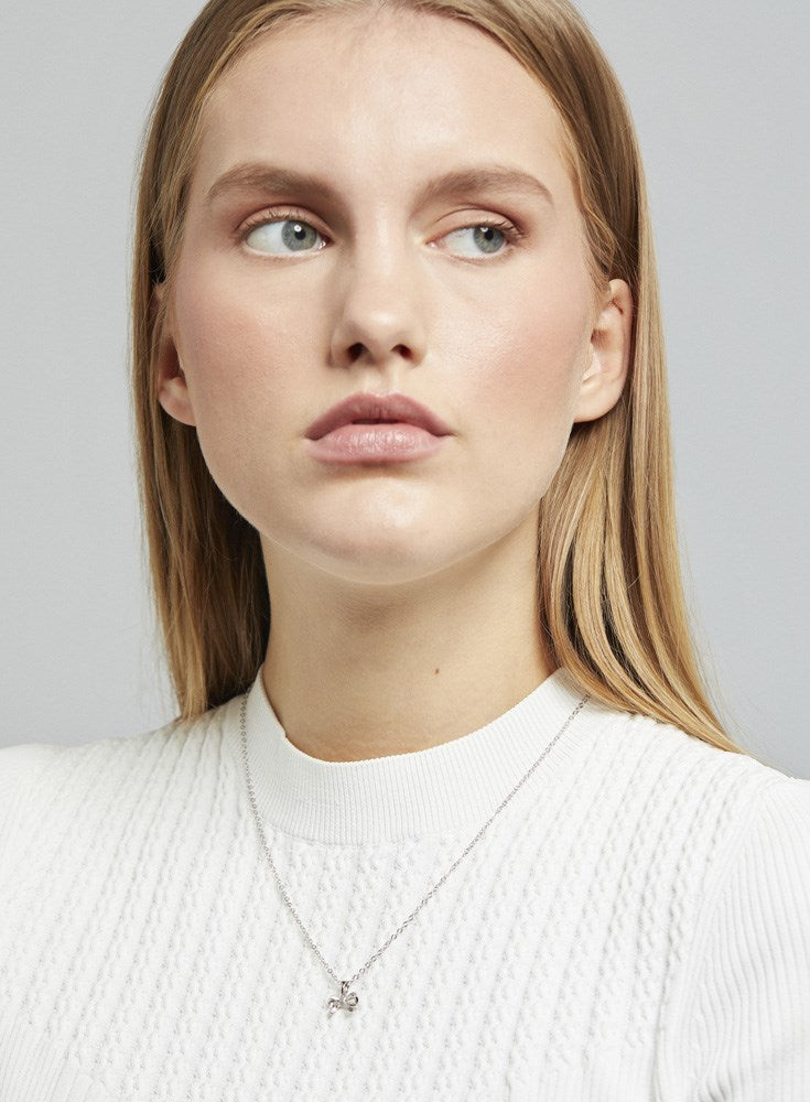 Ted Baker Silver Petite Bow Necklace 