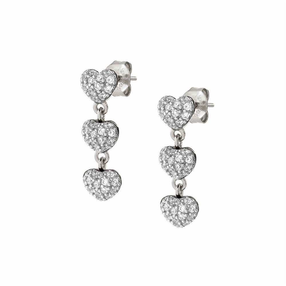 Nomination Silver Crystal Heart Easychic Drop Earrings 