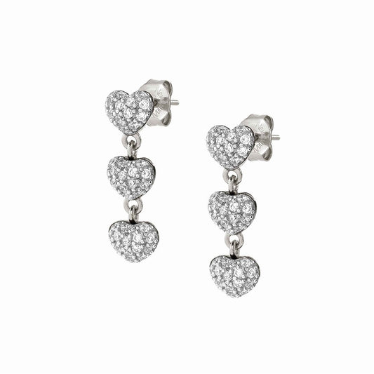 Nomination Silver Crystal Heart Easychic Drop Earrings 