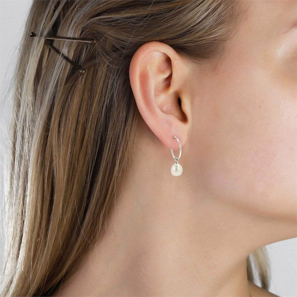 Pilgrim Silver Eila Pearl Hoop Earrings