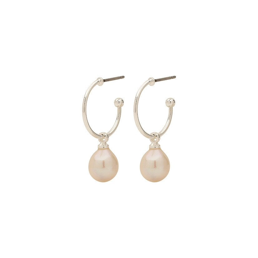 Pilgrim Silver Eila Pearl Hoop Earrings